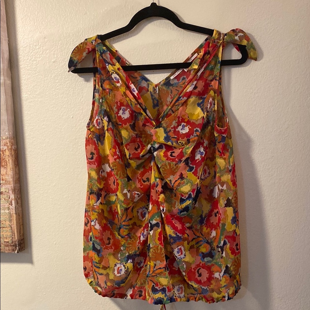 RACHEL Rachel Roy Orange Brown Tie Front Tank Top